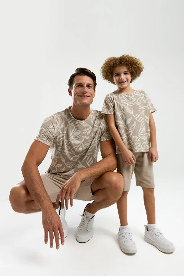 Детский комплект пижам с коротким рукавом Family pajama set mother, father and child pajamas are priced separately Arnetta, Sand