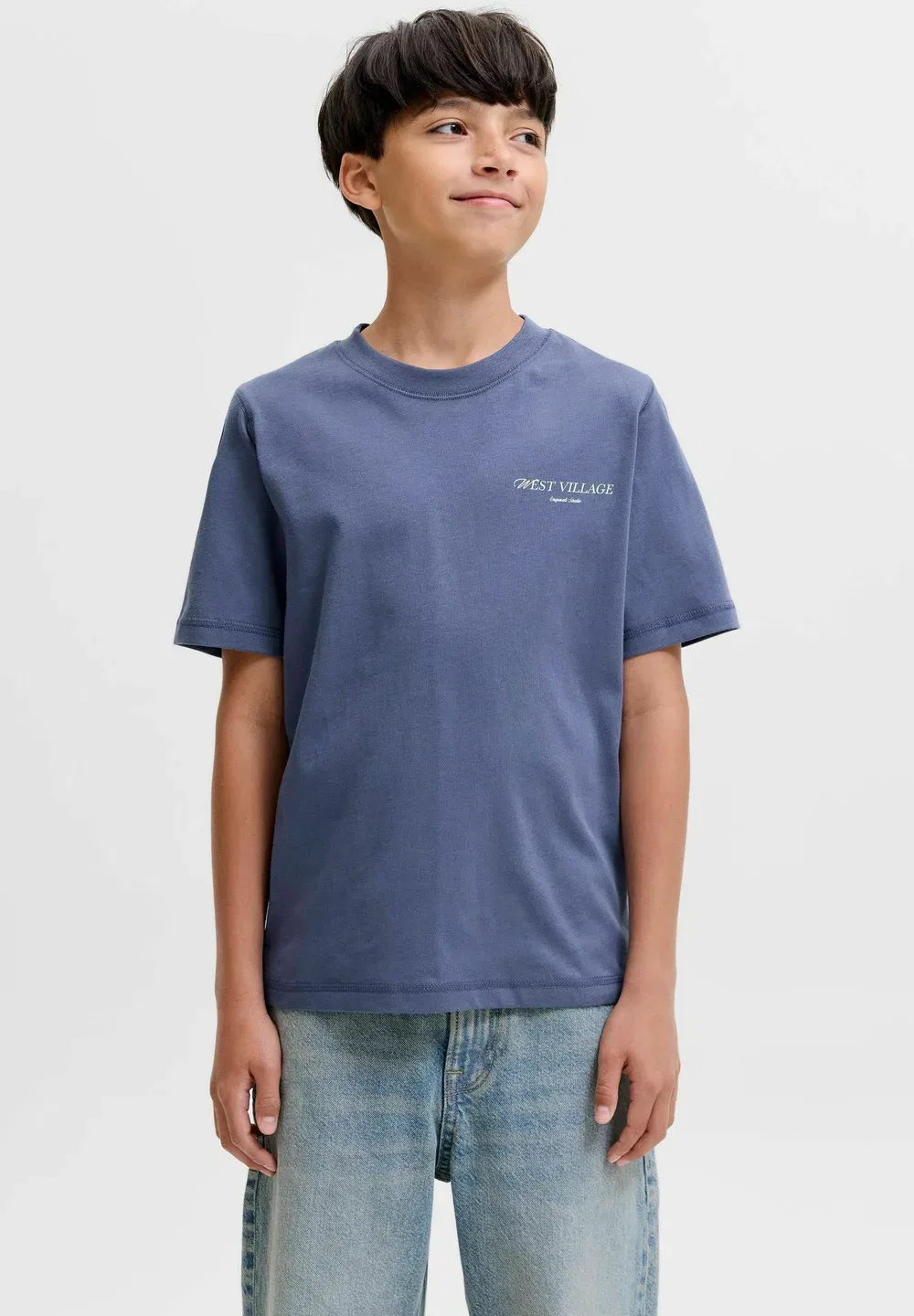 Футболка с принтом Jornorrebro sketch back tee ss cn jnr - print t-shirt Jack & Jones Junior, Crown Blue — фото 3