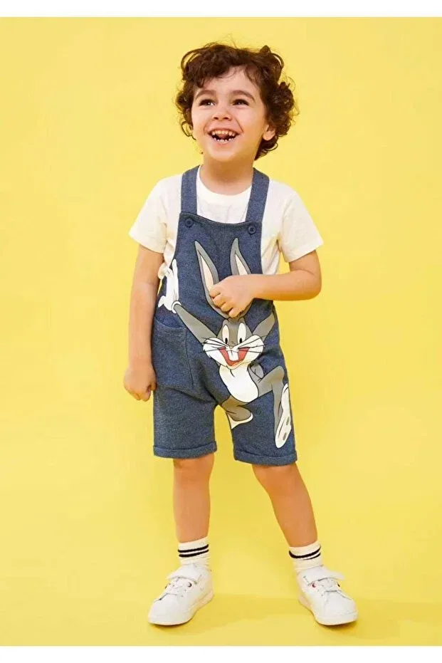 Детский комбинезон хлопковый Strappy bugs bunny printed unisex baby/children's salopet Oliveyoumom, Blue