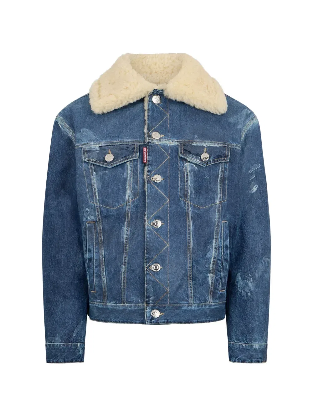 Джинсовая куртка с меховым воротником DSQUARED2, синий