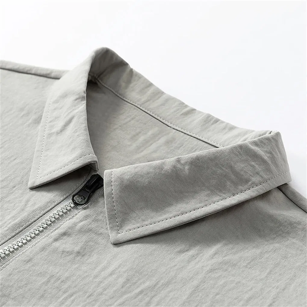 Мужская повседневная футболка поло с коротким рукавом, Light Gray — фото 2