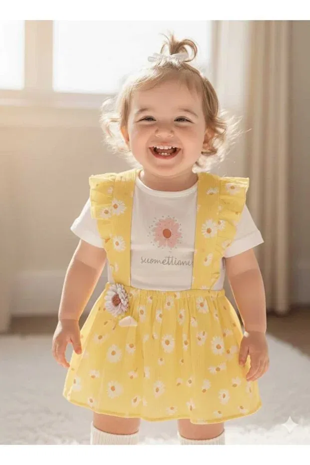 Детский комплект для новорожденных с цветочным принтом Yellow Daisy Floral Print Moda, Yellow