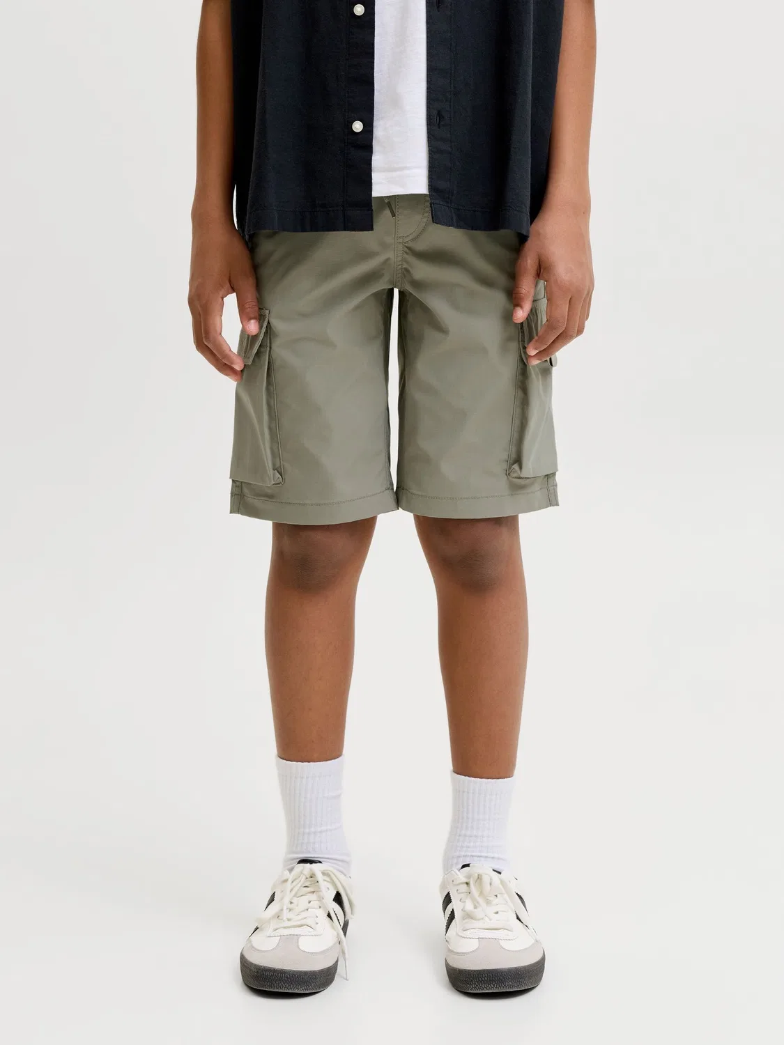 Шорты карго с завязками, Tech JACK & JONES JUNIOR, зеленый