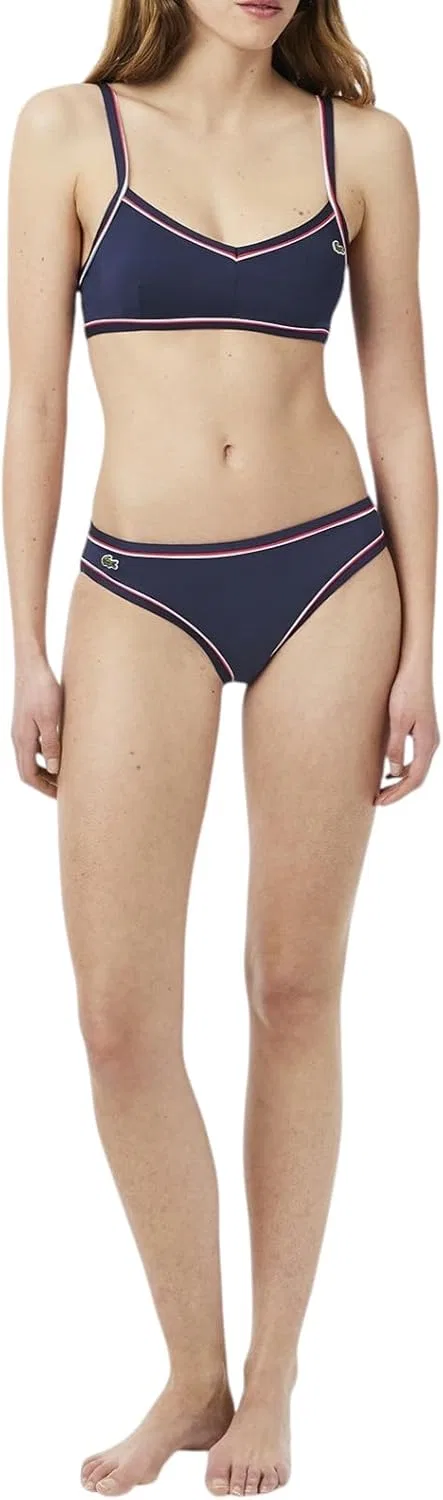 Плавки женские Lacoste Navy Blue/Red/White, с контрастной отделкой