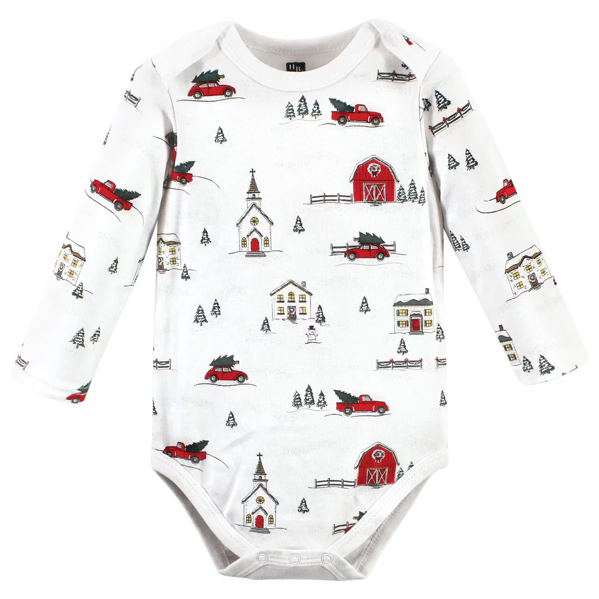 Боди-комбинезон с длинным рукавом хлопковый Christmas Scene Hudson Baby — фото 4