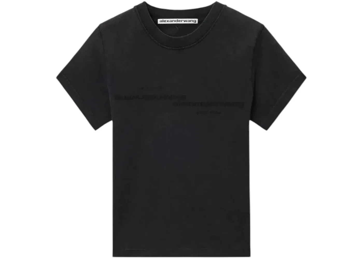 Женская футболка с принтом Mirrored Logo Print Alexander Wang, Washed Black