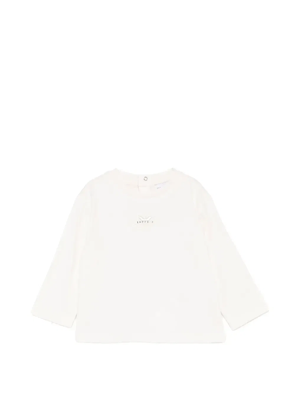 Футболка с длинным рукавом и вышитым логотипом Emporio Armani Kids, бежевый