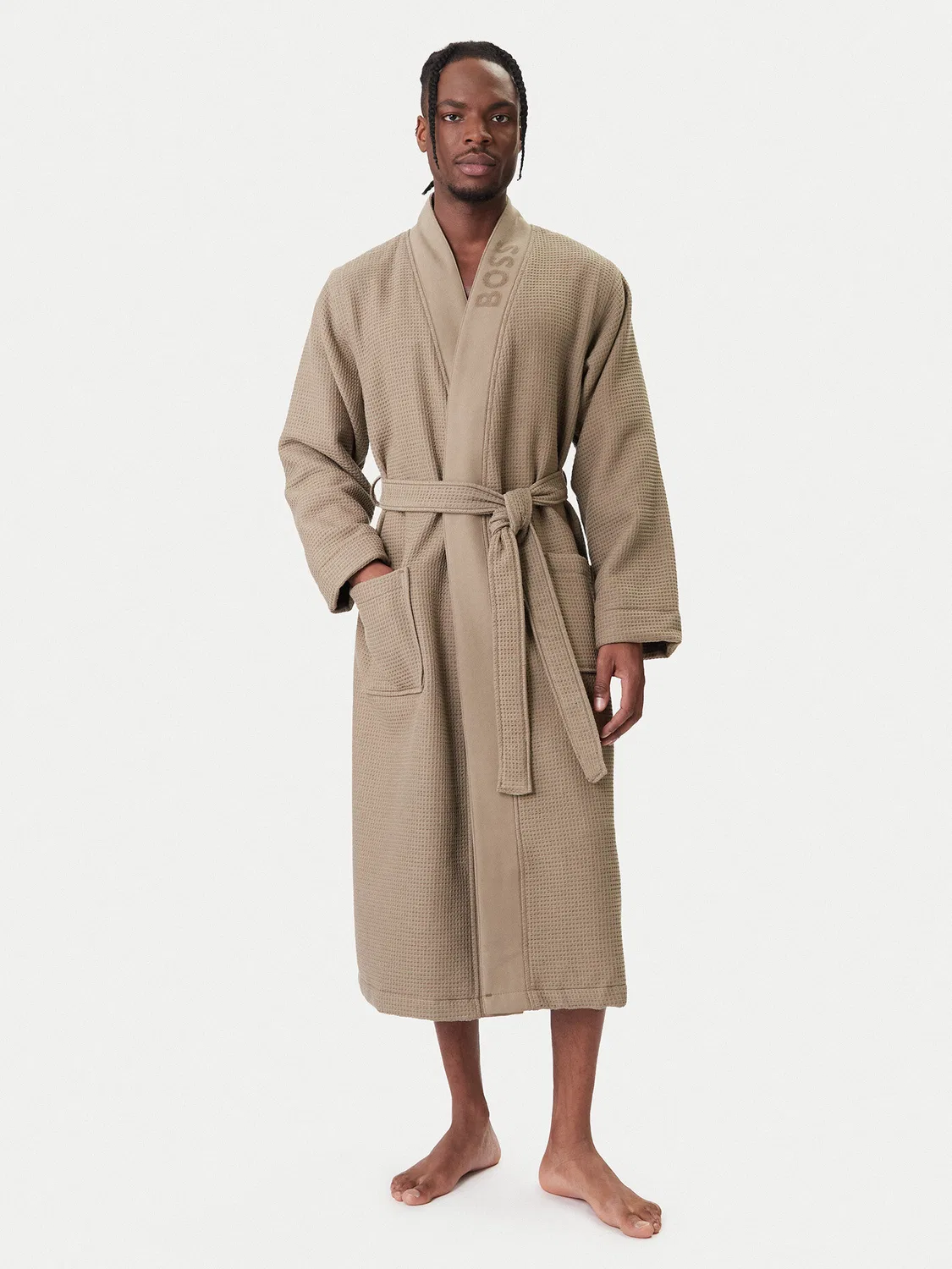 Мужской халат Waffle Kimono Boss, коричневый