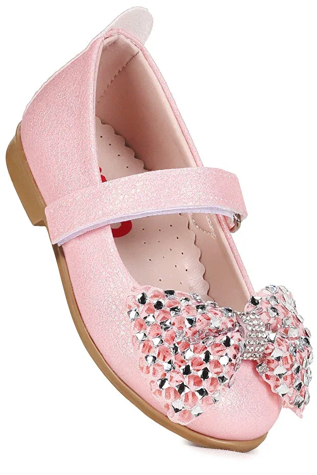 Детские балетки для девочек с принтом Dongan velcro stoned bowknot Kiko Kids, White - White