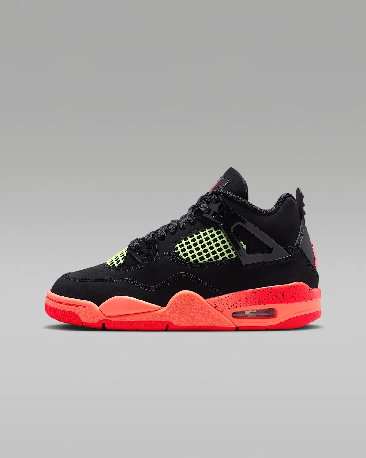 Кроссовки Air Jordan 4 Retro для детей старшего возраста, Black/Bright Mango/Barely Volt/Infrared 23
