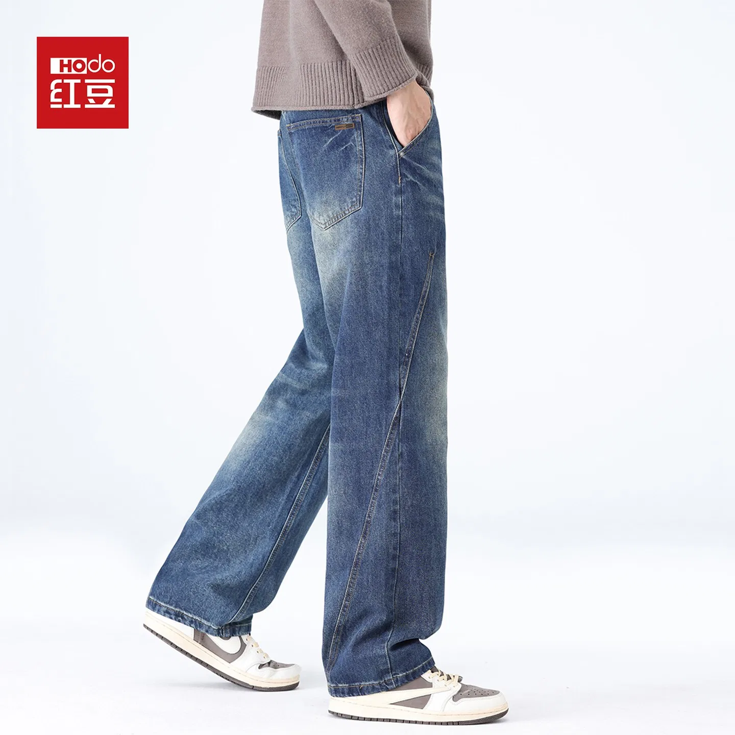 Детские джинсы унисекс повседневные Red bean, Dark Blue — фото 3