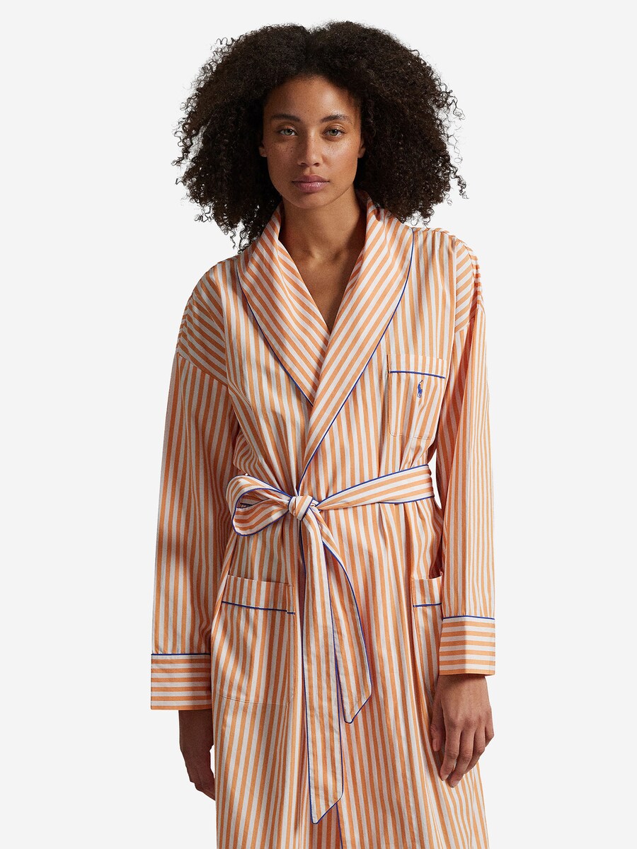 Короткий халат Polo Ralph Lauren  Shirting Stripes, оранжевый — фото 4
