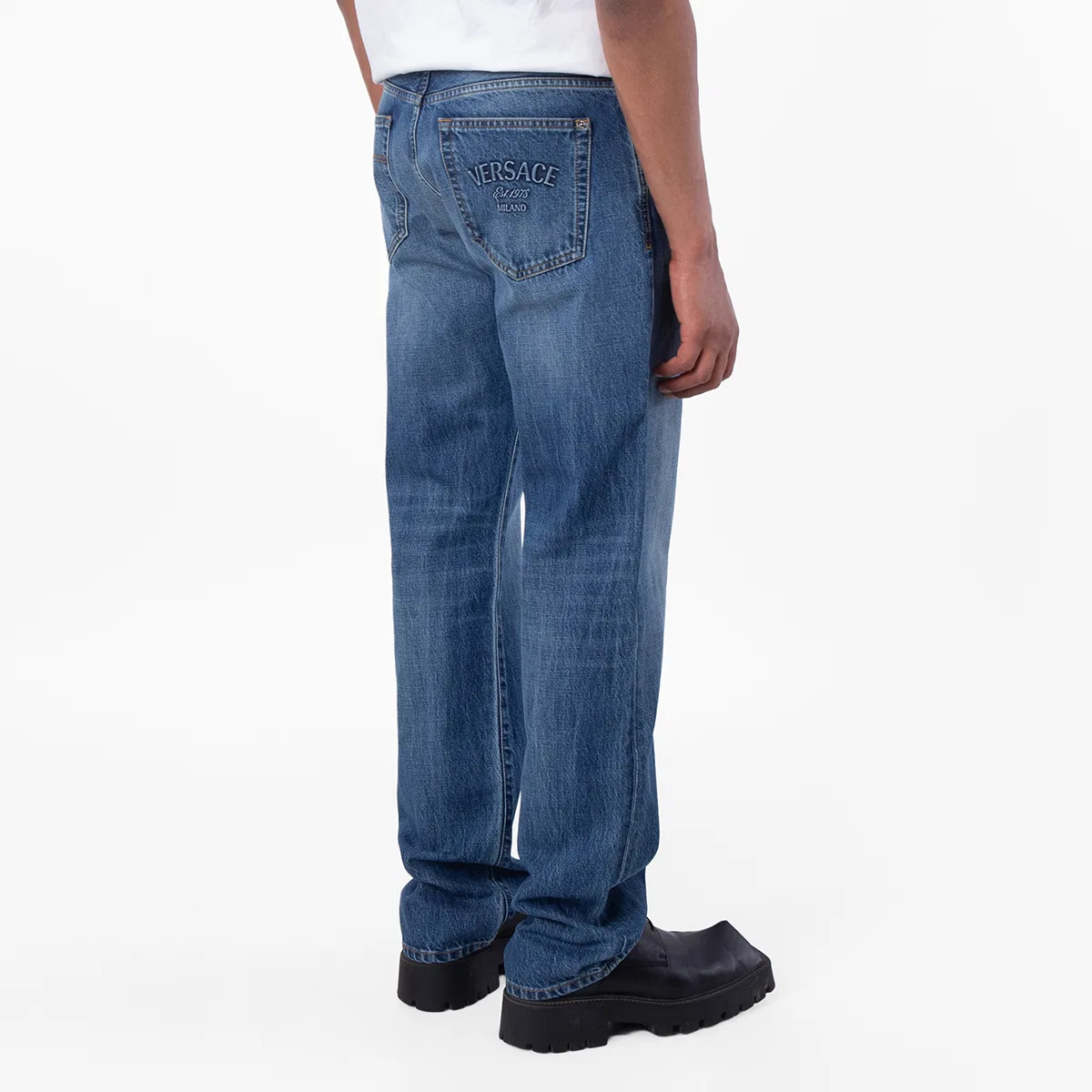 Джинсы прямого кроя Light Wash Straight Jeans Versace, Medium Blue — фото 3