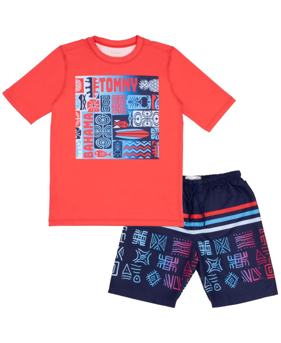 

Комплект из двух частей: рашгард и плавки для мальчиков Tommy Bahama, Red