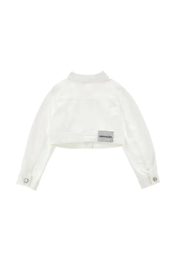 Куртка хлопковая Giubbotti di jeans Monnalisa Ivory, слоновая кость — фото 2
