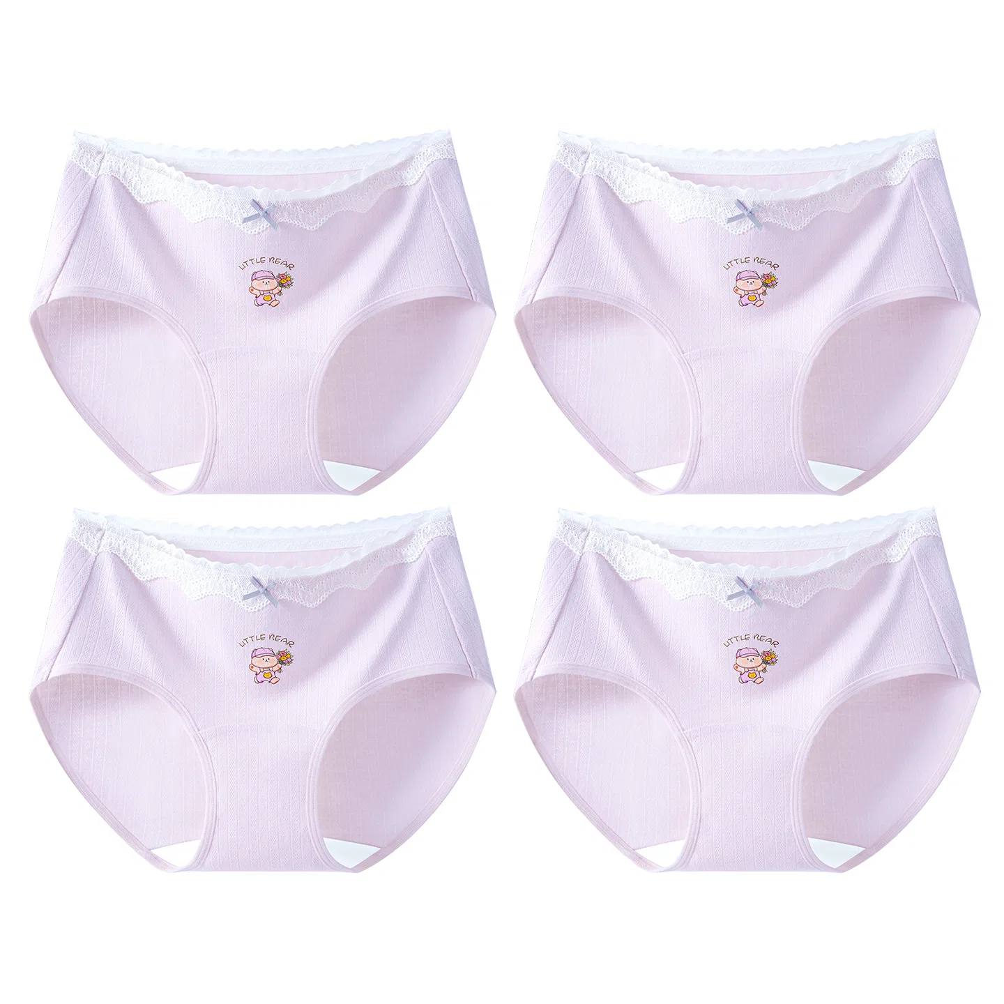 Детские трусы для девочек хлопковые 4 шт Red bean, Heather Navy Purple Orange Pink — фото 3