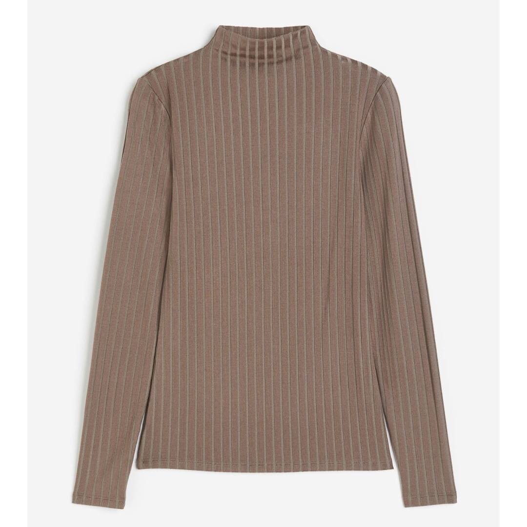 

Топ-водолазка H&M Ribbed Mock, темно-бежевый