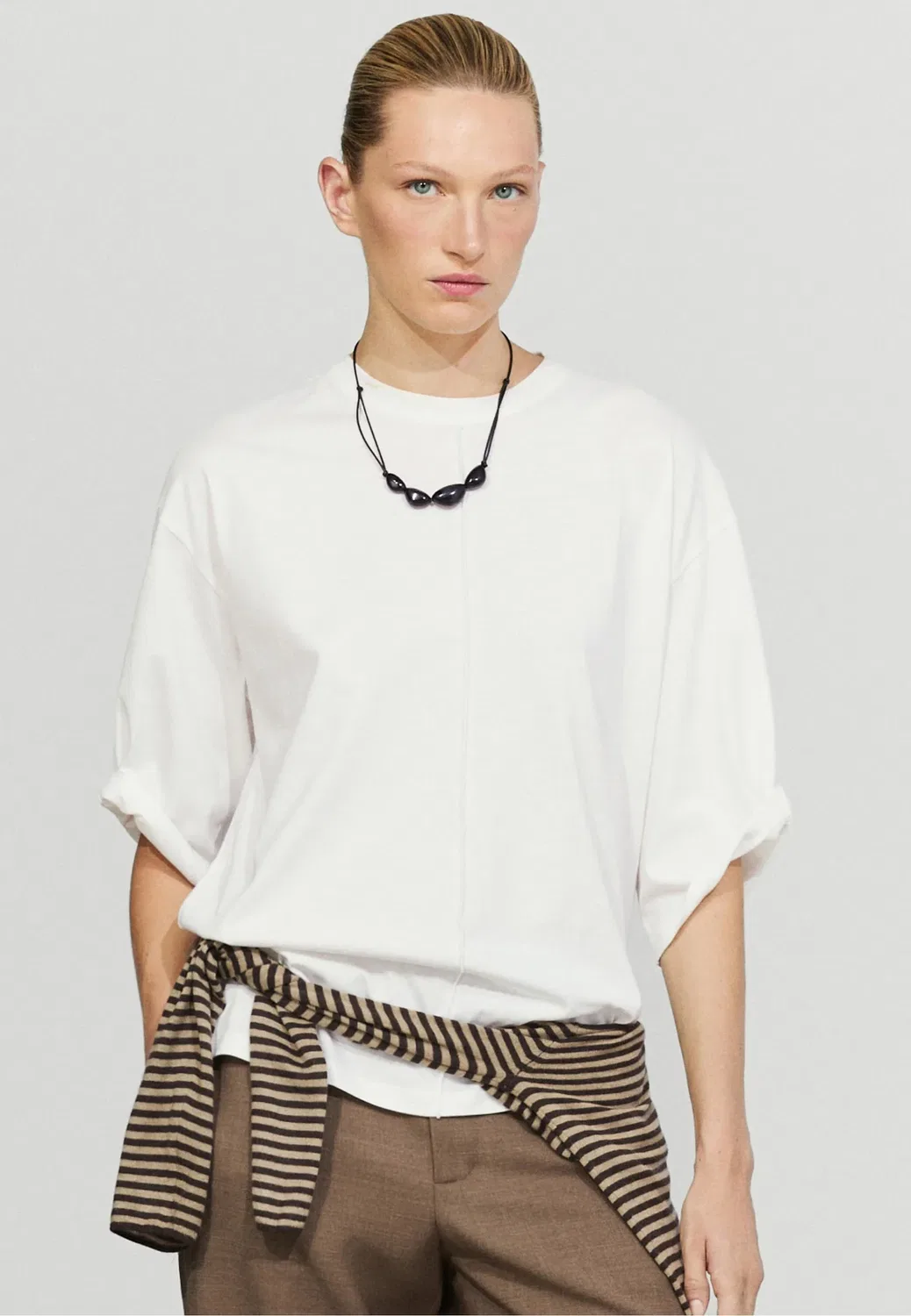Топ с длинными рукавами Massimo Dutti, White