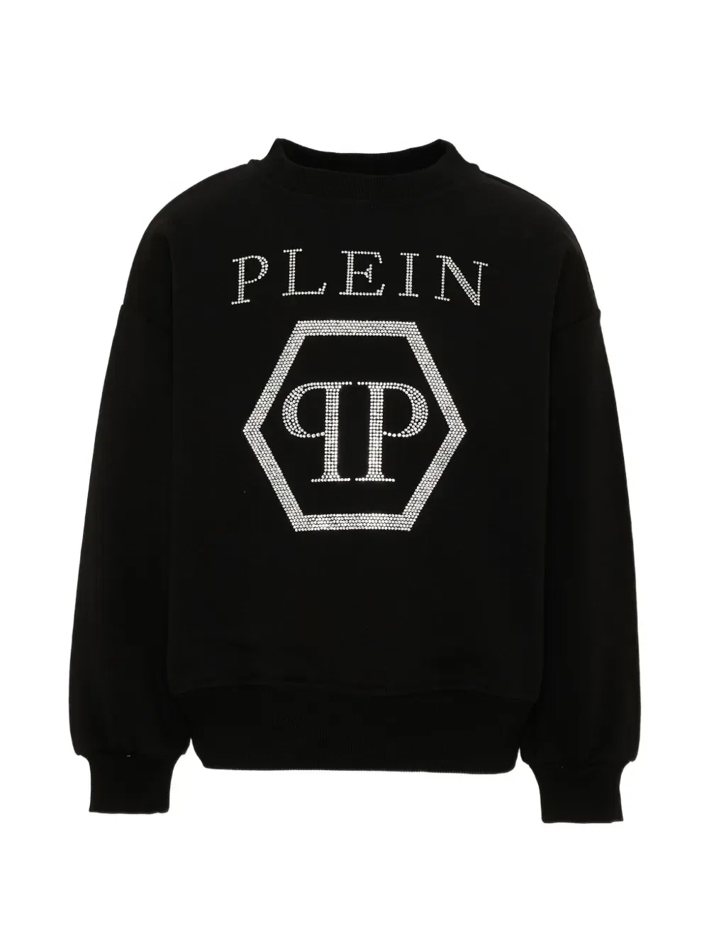 Свитшот с логотипом, украшенным стразами Philipp Plein Junior, черный