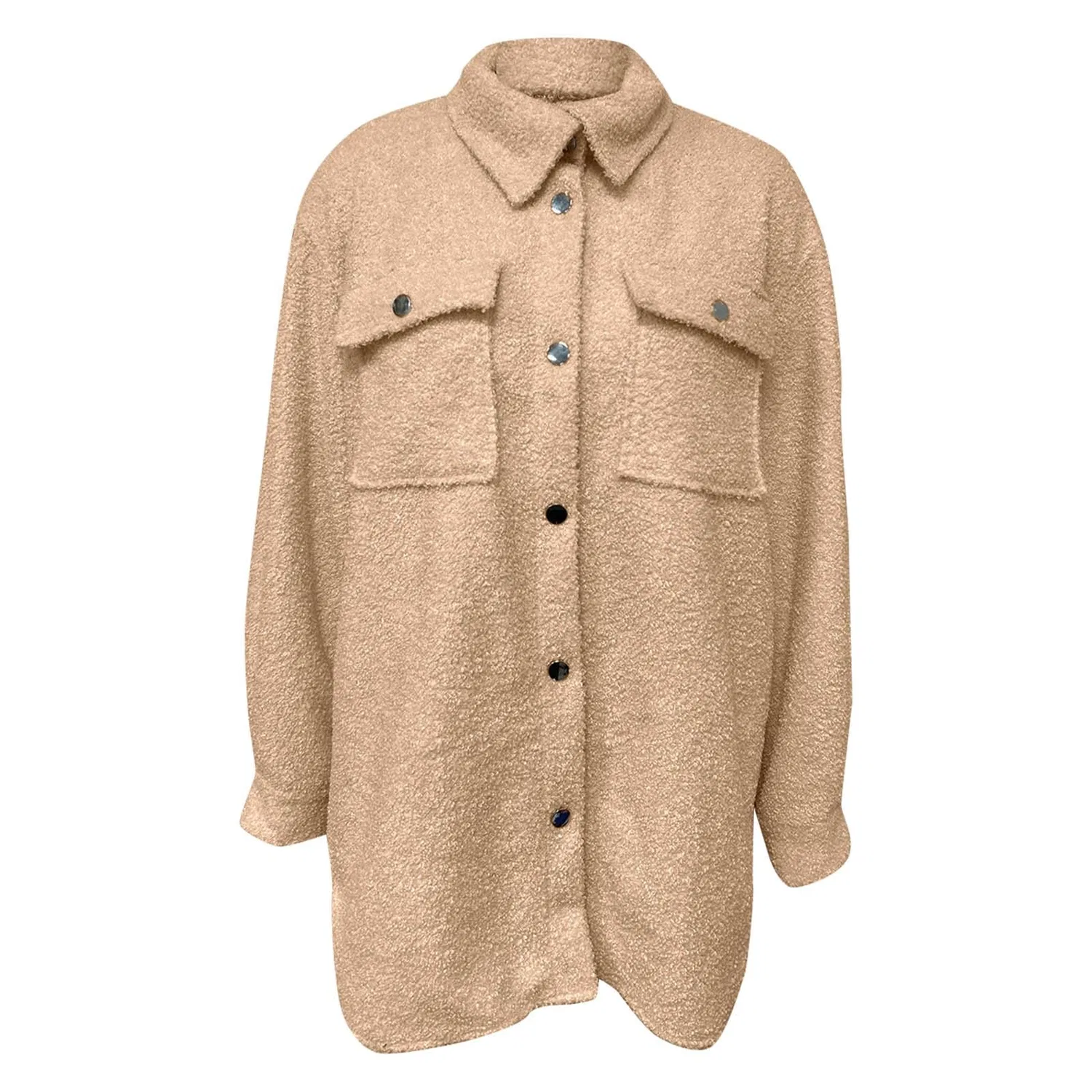 Женское утепленное пальто-рубашка oversize с пуговицами, Cachi — фото 2