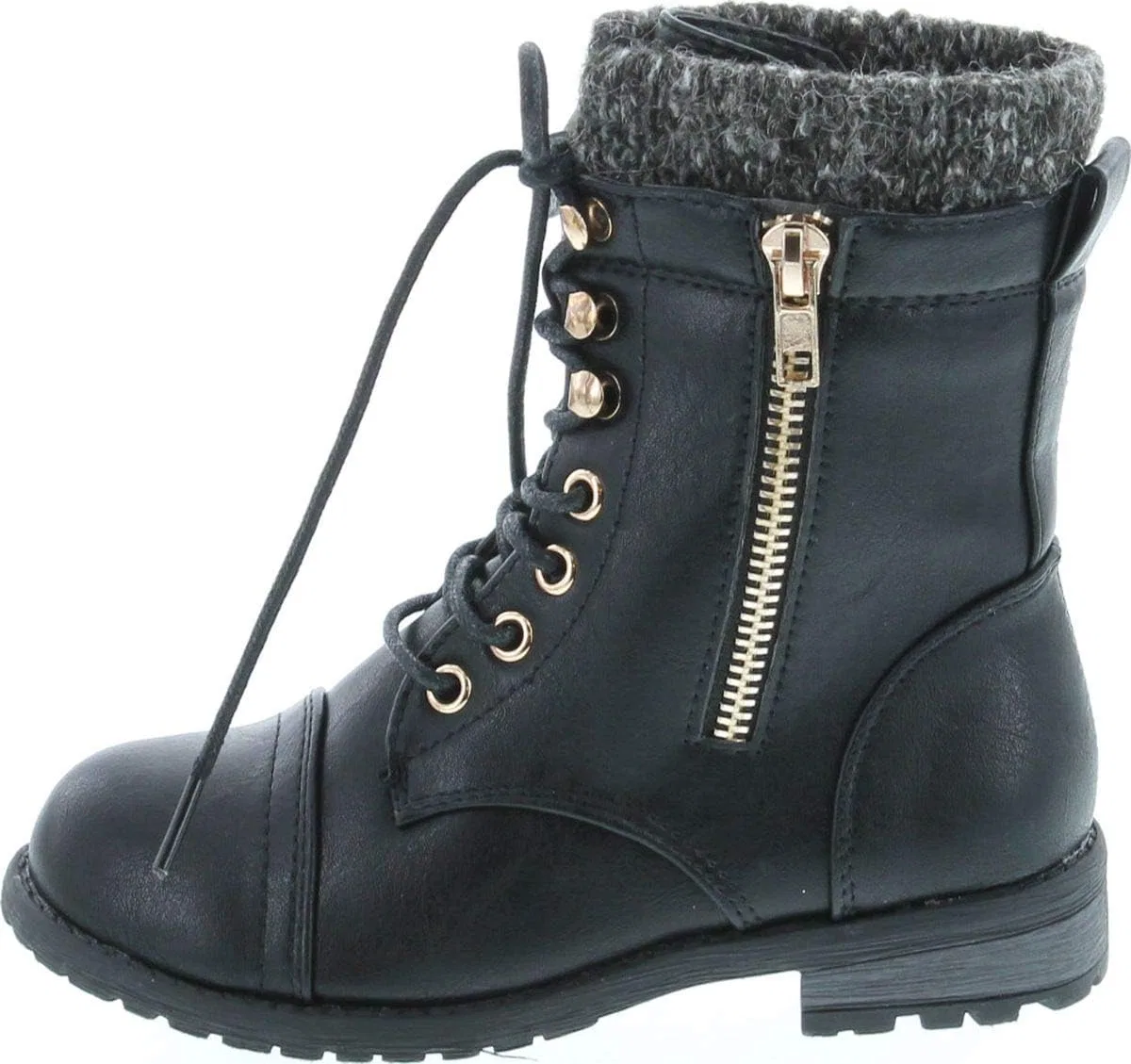 Детские ботинки на шнуровке с принтом Link Mango-31 JJF Shoes, Black — фото 2