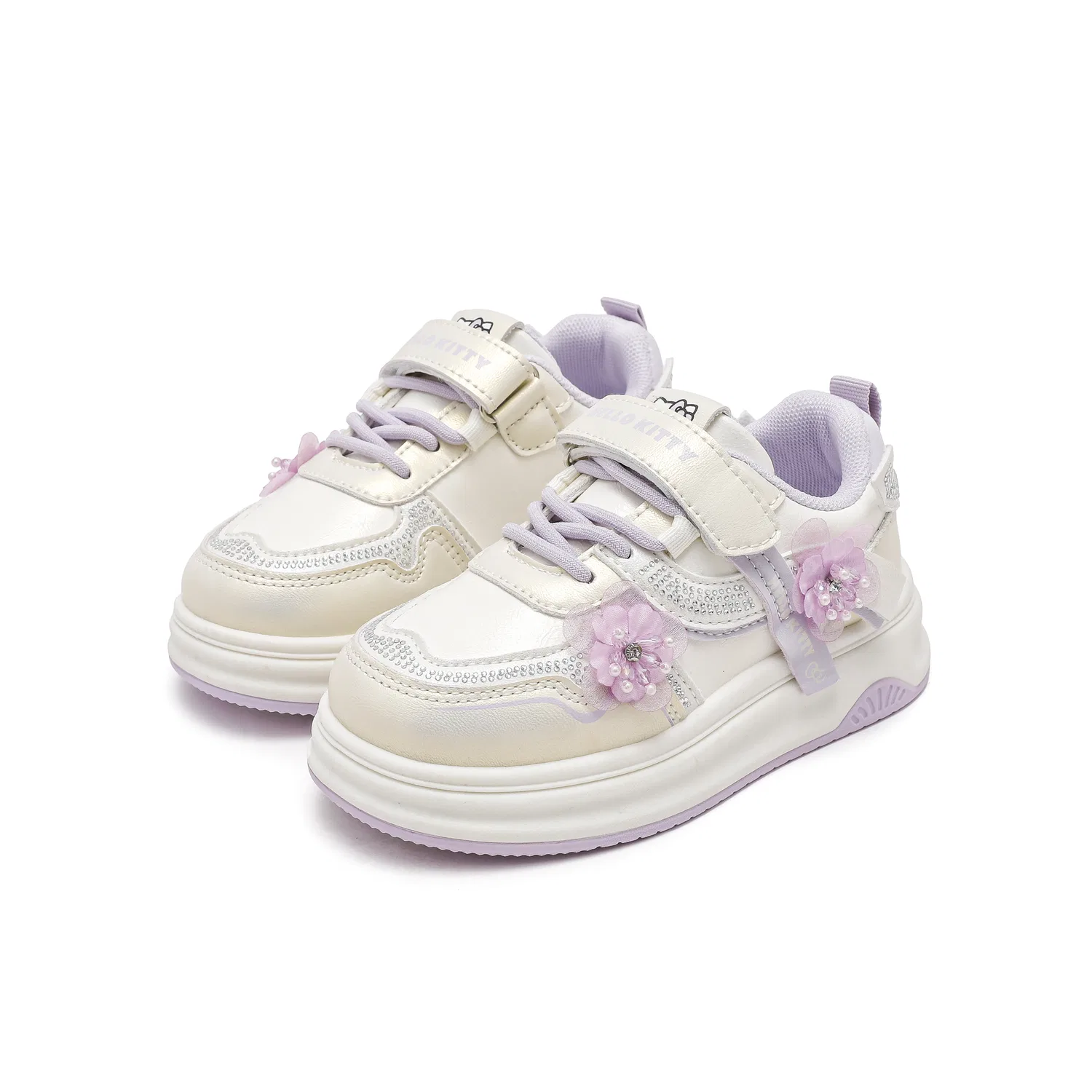 Детские низкие кроссовки на нескользящей подошве с подушкой Hello Kitty Sanrio, Beige/Moon — фото 4