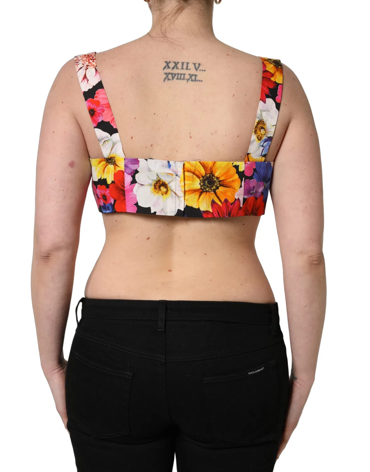 Женский топ-бандо с цветочным принтом Cropped Bustier Tank Dolce & Gabbana, Multicolor — фото 4