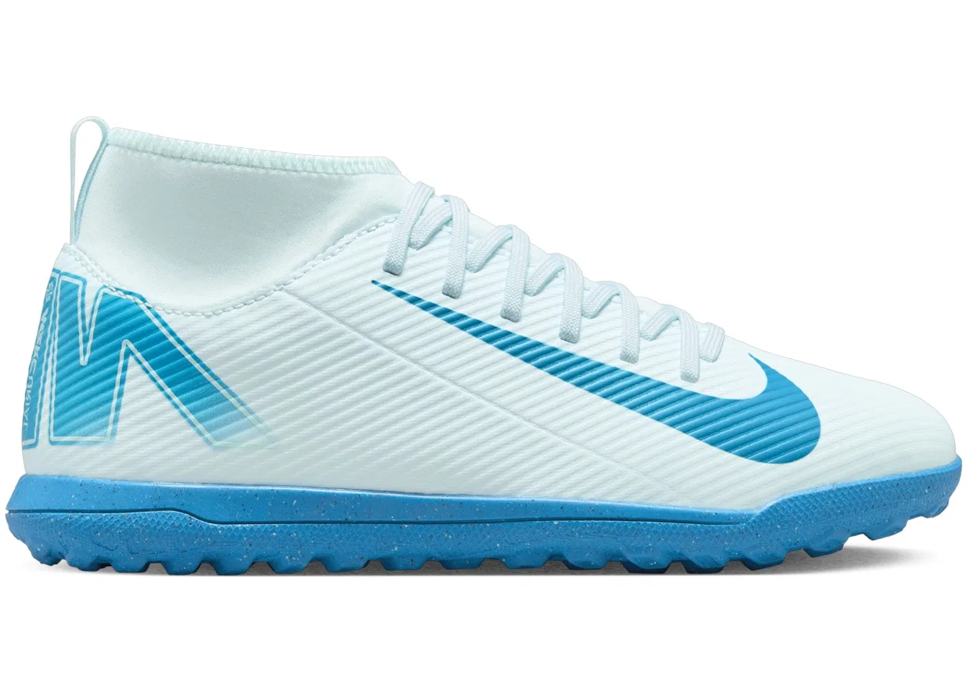 Детские футбольные бутсы с длинным рукавом Nike Mercurial Superfly 10 Club TF, Glacier Blue Blue Orbit