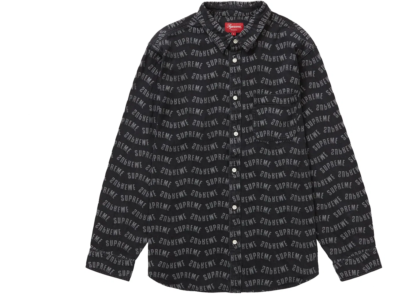 Мужская рубашка с принтом Supreme Arc Jacquard Denim Shirt, Black