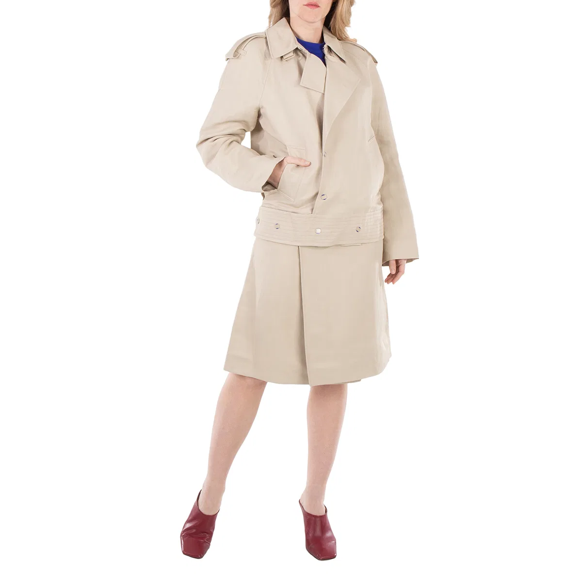 Юбка-мини с запахом Belted-Waist Wrap Canvas Burberry, Oat — фото 4