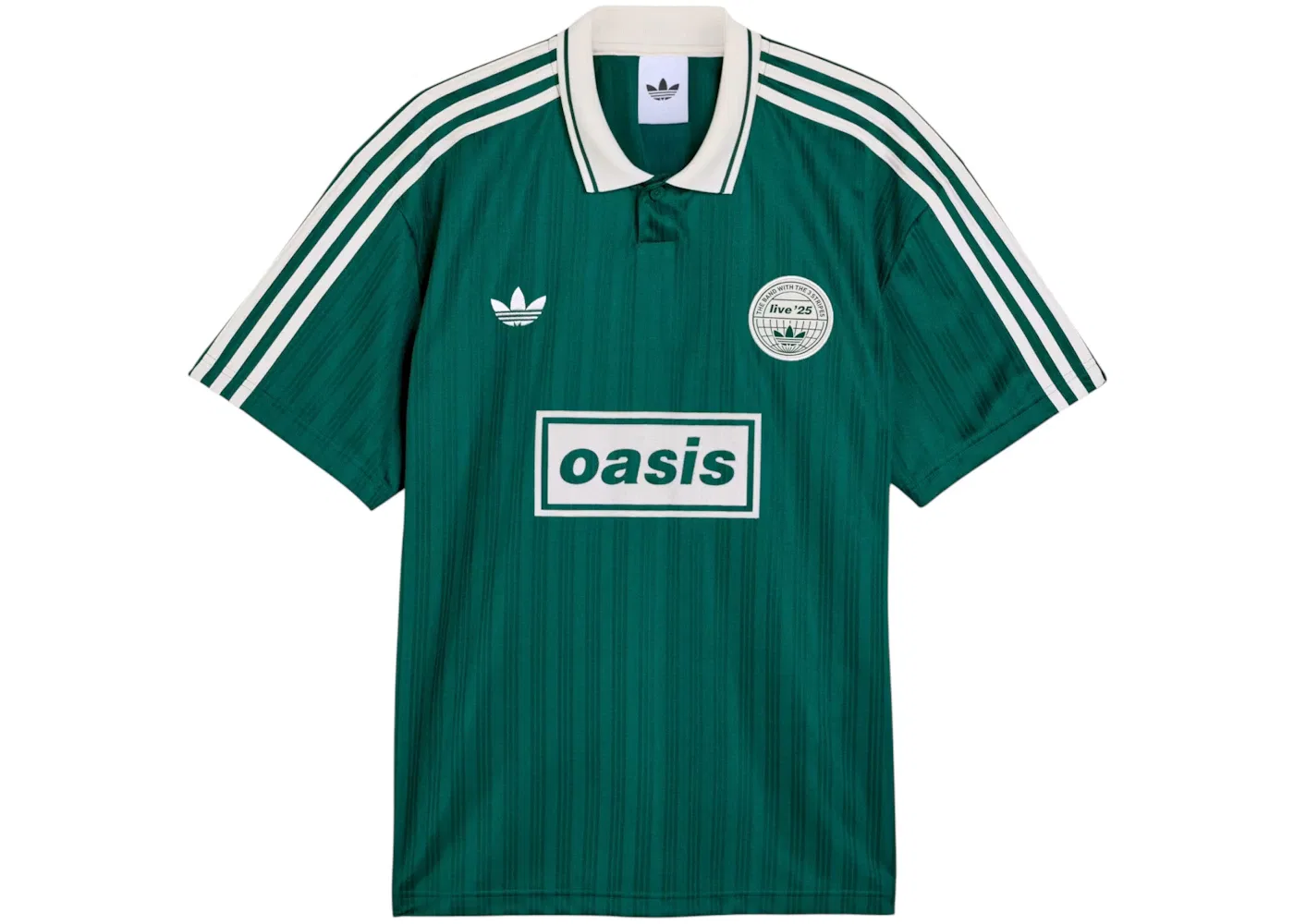 Детская джерси с жаккардовым узором Adidas x Oasis Tour Jacquard Jersey, Collegiate Green Cream White