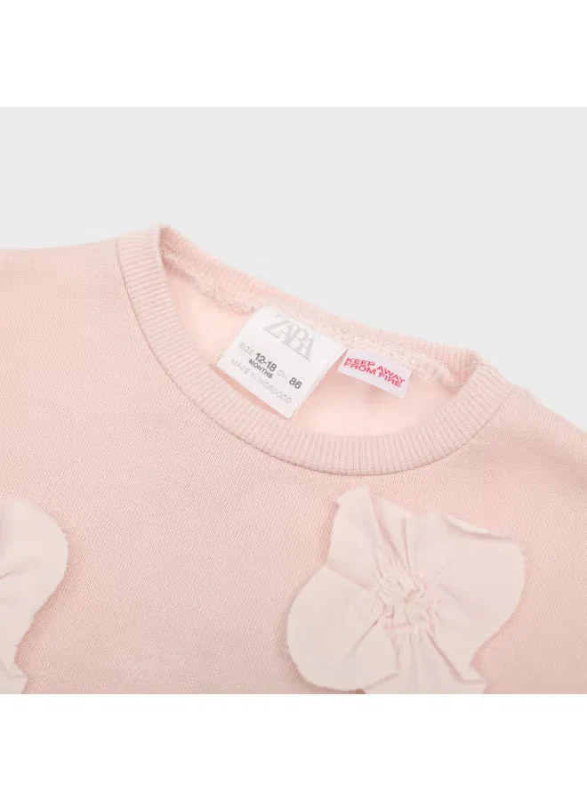 Худи детское с 3D-цветочным дизайном Zara, светло-розовый — фото 4