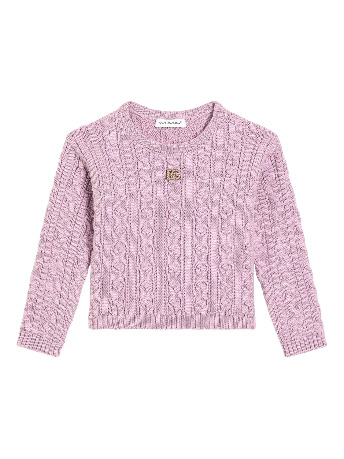Свитер с логотипом и Cable Knit Dolce & Gabbana, розовый