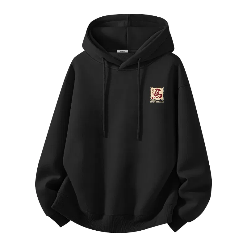 Детское худи Mt. Blessing Fortune Arrival Chest Logo MINISO, Fall Winter Non-Pilling Black