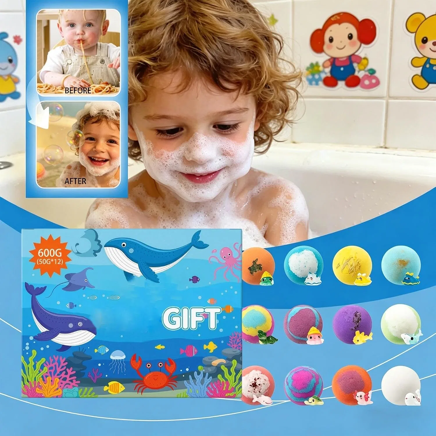 Бомбочка для ванны с игрушкой, 12 шт, Generisch, Синий — фото 4