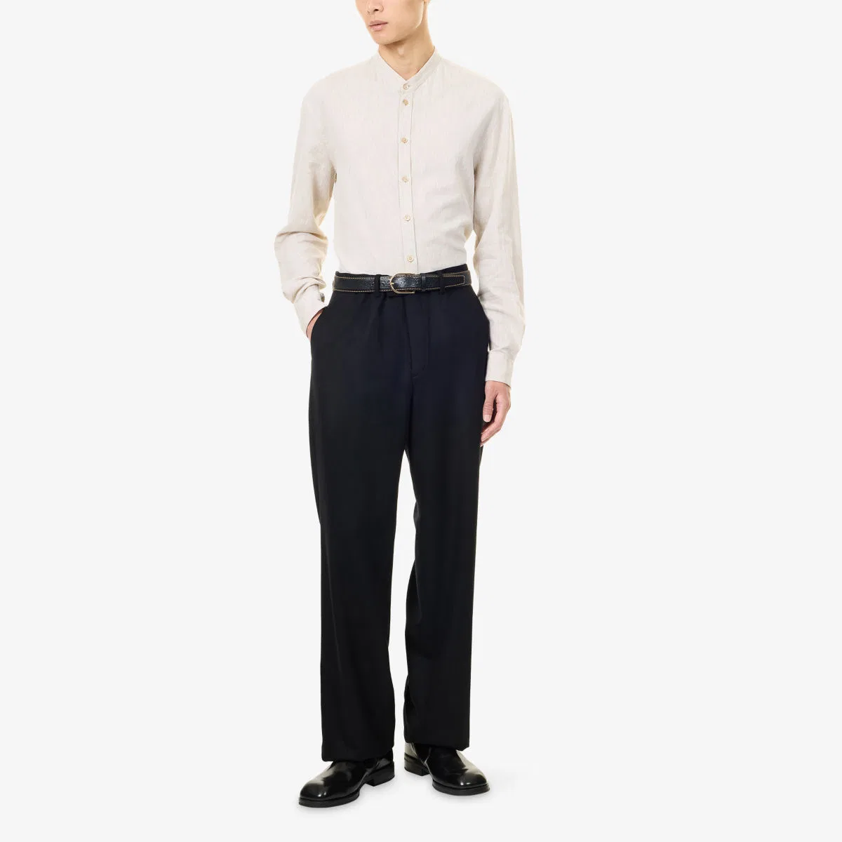 Классические брюки прямого кроя из натуральной шерсти и кашемира Emporio Armani, черный — фото 2