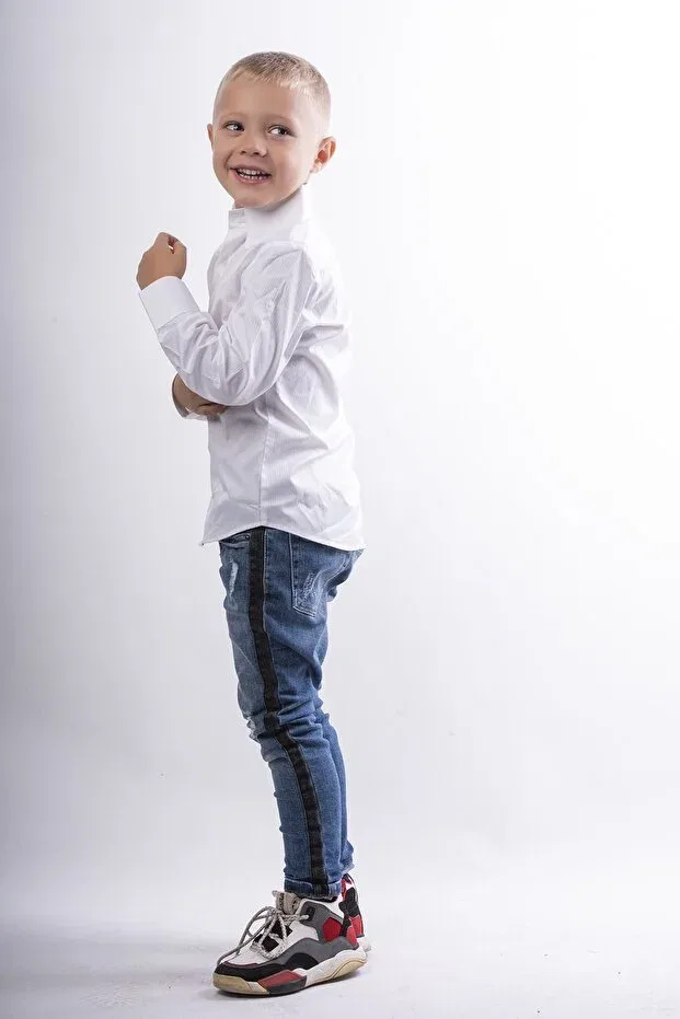 Детская рубашка для мальчиков с длинным рукавом Young Arden, White Jacked — фото 3