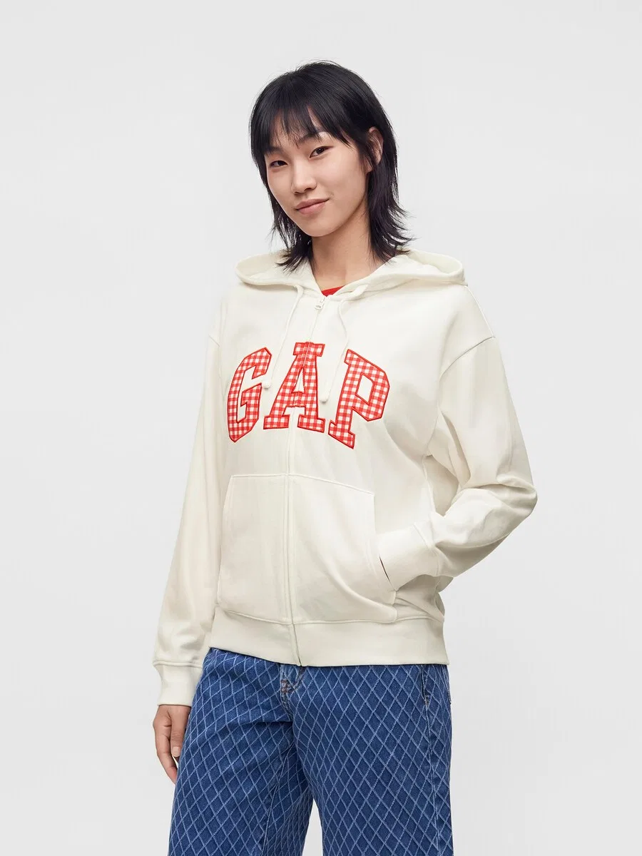 Худи на молнии GAP 'HERITAGE' белого цвета — фото 2