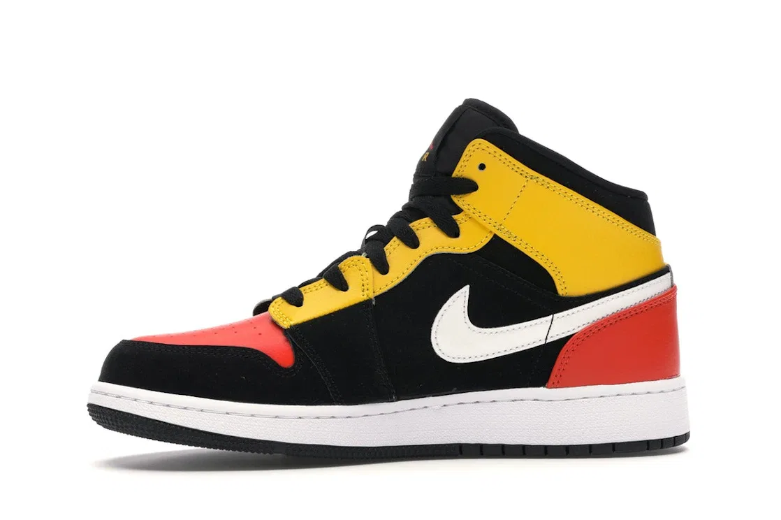 Детские кроссовки с замшевым верхом Jordan 1 Mid, Black/Amarillo-White-Team Orange — фото 3