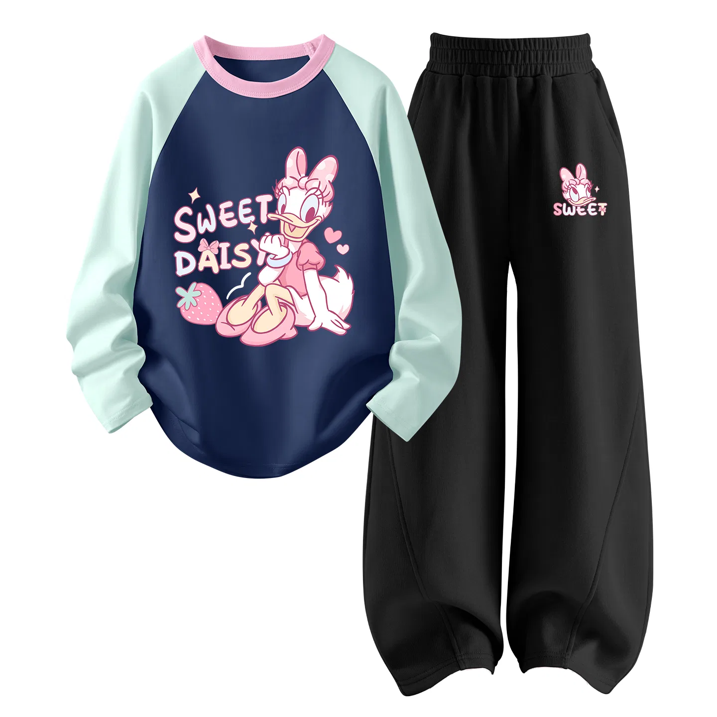 Детский спортивный комплект с круглым вырезом Di Soft Cute Duck Disney, Di Soft Cute Duck Aqua Blue+Di Soft Cute Duck Black