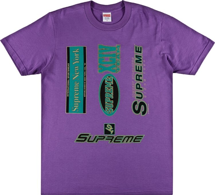 

Футболка Supreme Multi Logos Tee 'Purple', фиолетовый