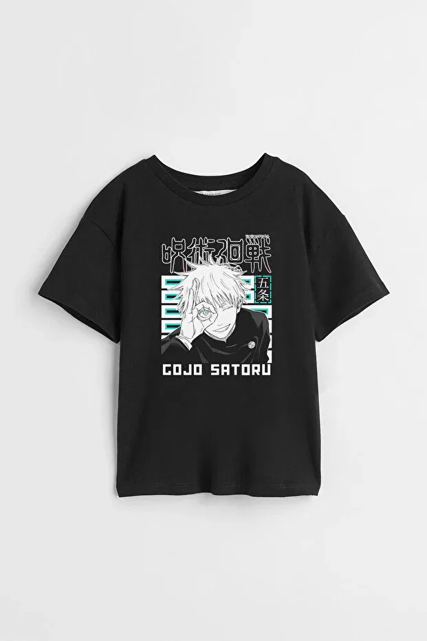 Детская футболка для девочек с принтом Jujutsu Kaisen Satoru Gojo Anime Cartoon Design Darkia, Black