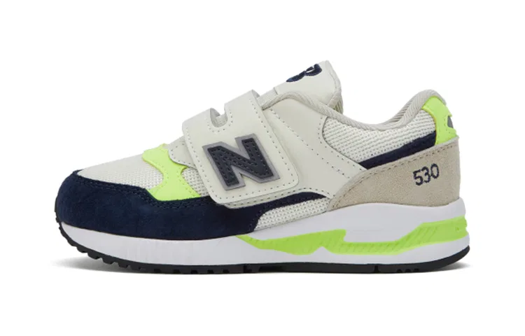 Детские кроссовки с двойной фиксацией липучками New Balance, Wide (W), Beige Blue Green