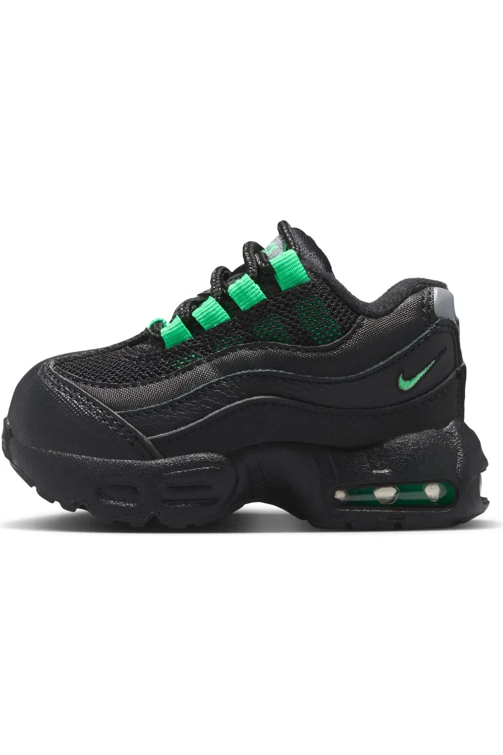 Детские кроссовки с амортизацией Air Max 95 Nike, Black/Green Shock — фото 2