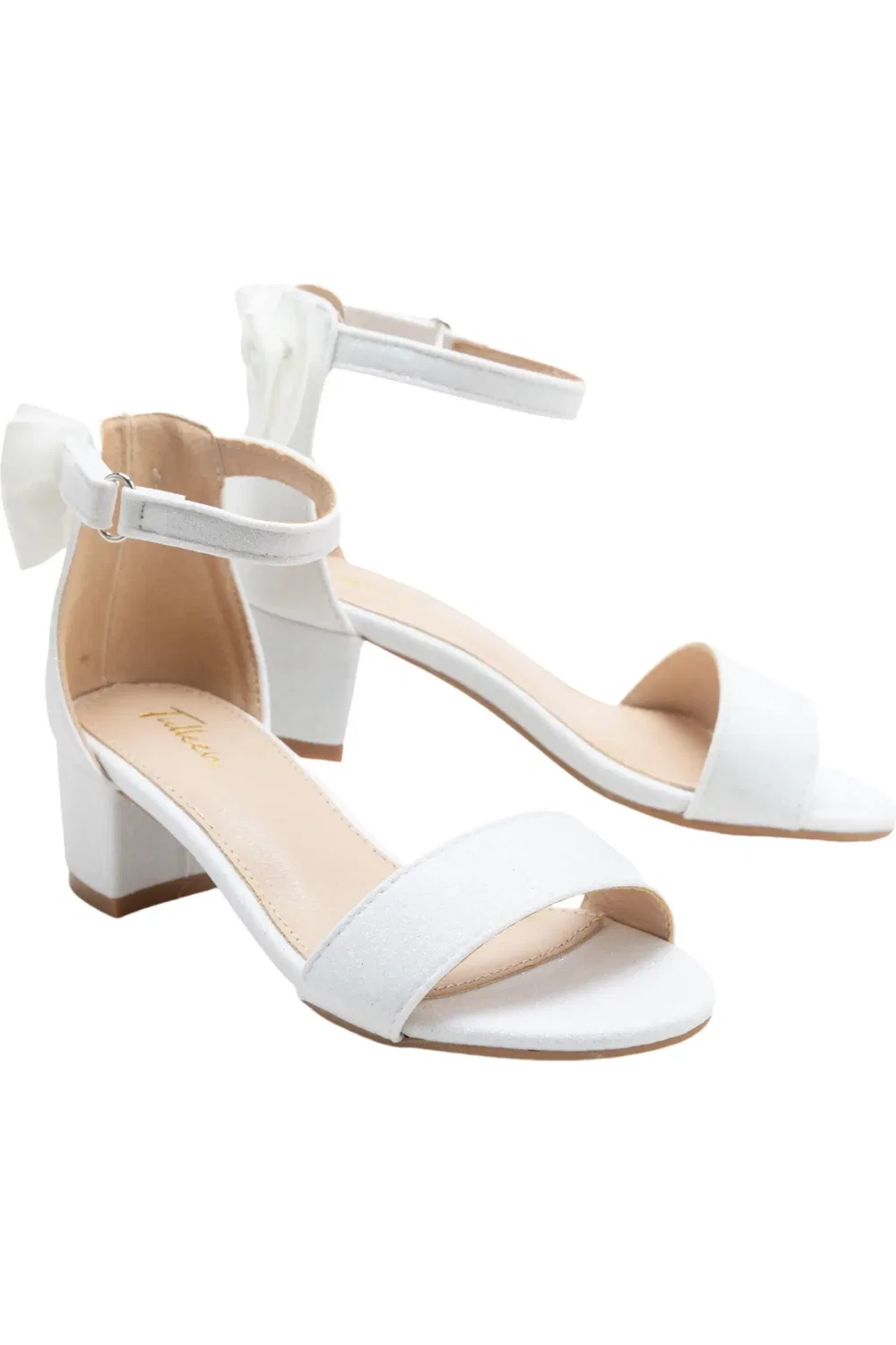 Детские сандалии на каблуке Glitter Banded Block Heels Tulleen, белый — фото 3