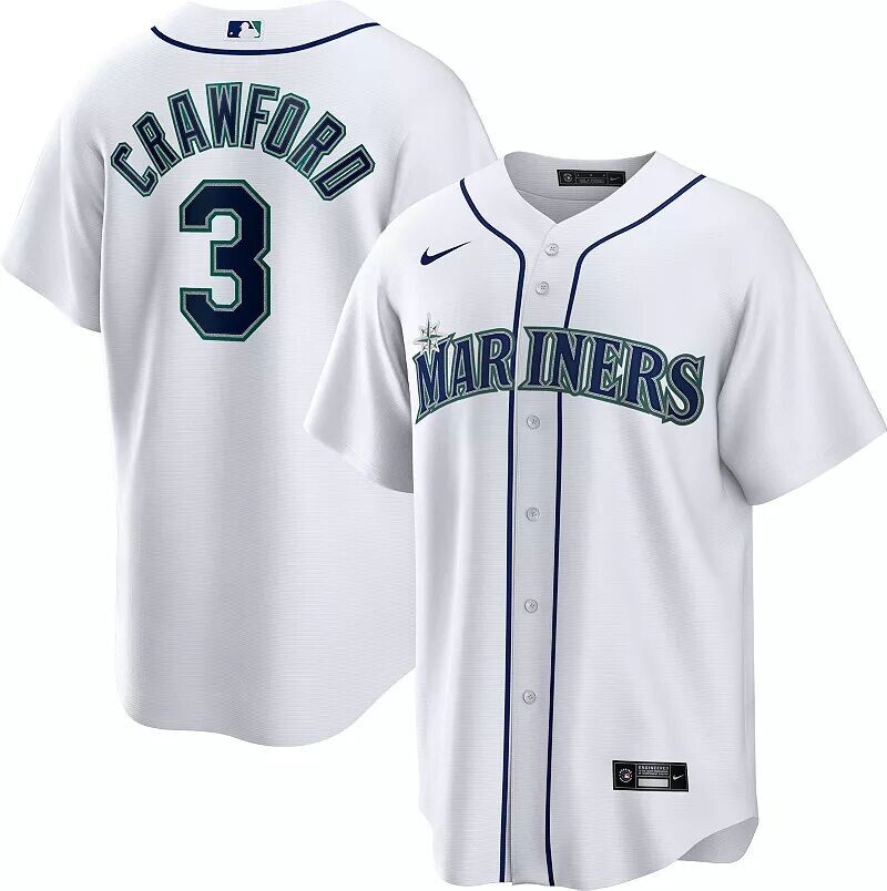 

Мужские кроссовки Nike Seattle Mariners J.P. Белый крутой домашний трикотаж Crawford #3 Cool Base, Серый, Мужские кроссовки Nike Seattle Mariners J.P. Белый крутой домашний трикотаж Crawford #3 Cool Base