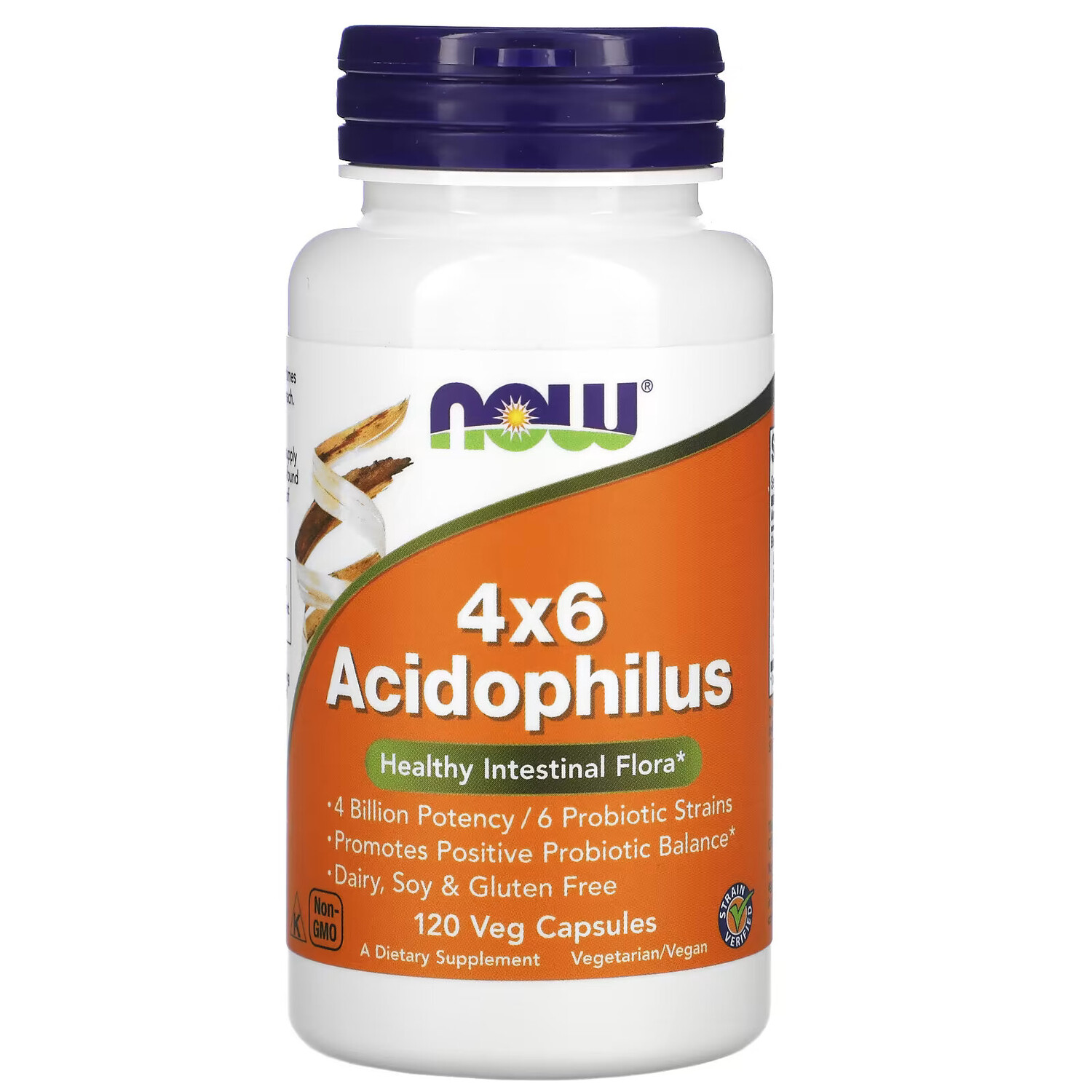 

NOW Foods, 4x6 ацидофильные бактерии, 120 растительных капсул