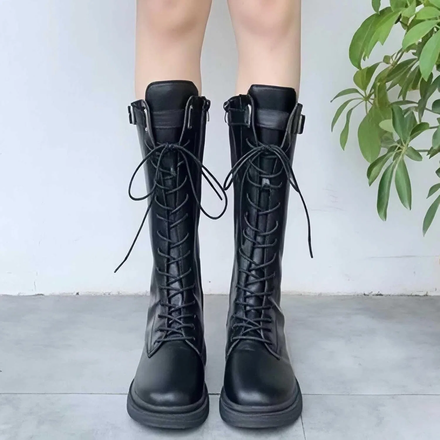 Детские сапоги для девочек с принтом, модель Girls Mid Calf Boots Fashion Tall Booties Non Slip Chunky Sole Wide Side Zipper Fall Shoes for Kids Girls, Black — фото 2