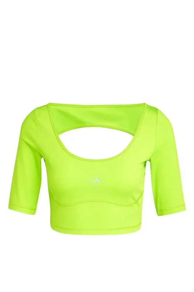 Женская джинсовое укороченное футболка Adidas, Green