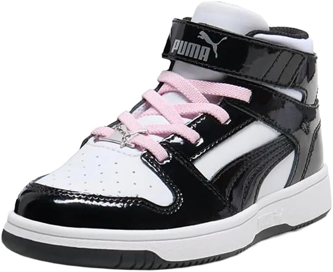 Детские кроссовки для мальчиков Rebound Layup PUMA, Puma White-Puma Black-Pale Pink — фото 4
